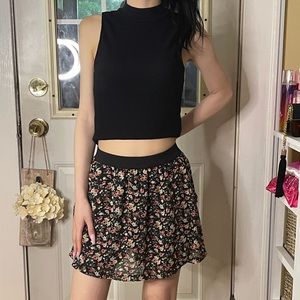 Chiffon Pleated Floral Skirt ♡︎